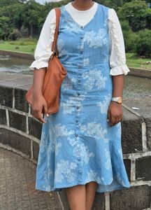 Floral Denim Midi Dress