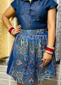 Denim Long Dress in Blue colour