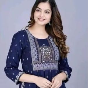 Navy Embroidered Kurti