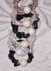 Scrunchies with Pearl Accent - Set of 5
