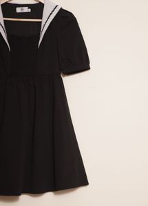 Chic Black Mini Dress with Sailor Collar