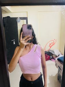Pink One Shoulder Top