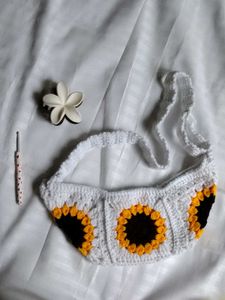 Crochet Sunflower Shoulder Bag