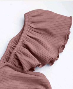 Cropped Vest Ruffle Top In Blush Pink