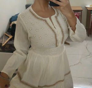 White Boho Embroidered Dress