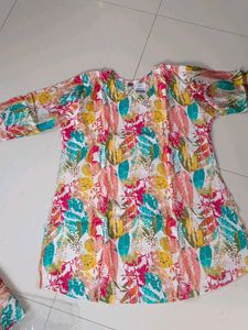 Colorful Leaf Print Cord Set