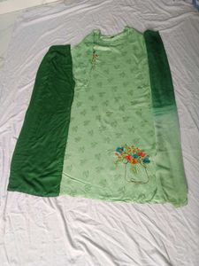 Green Printed Kurta Set