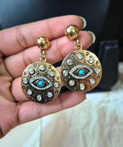 Evil eye Earrings in antique gold polish