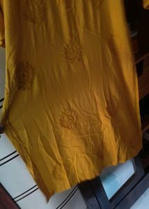 Yellow chikankari kurti set