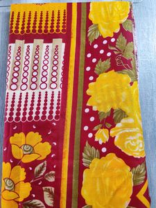 Saree In Bright Yellow Red
