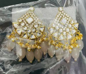 Blue Kundan Style Earrings