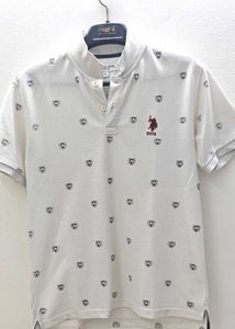 USPA White Printed Shirt
