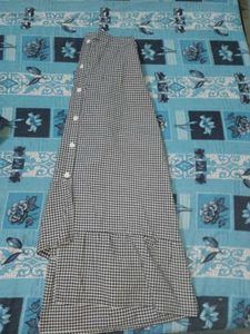 Gingham Skirt with Buttons