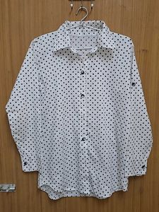 Polka Dot Button-Down Shirt white women black