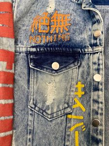 Blue printed Denim Jacket Oversized