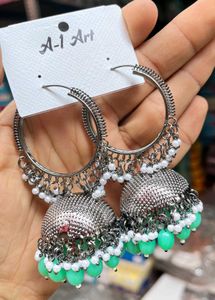 Jhumkas With Colourful Beads