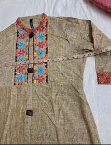🆕Embroidery Pure Cotton Kurta (XXL)