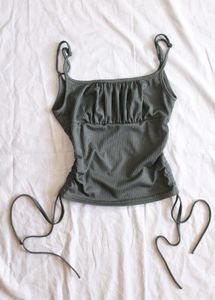 SHEIN BAE Ribbed Ruched Drawstring Cami Top