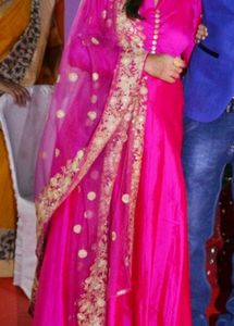 Elegant Pink maxi length KURTA and  DUPATTA