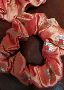 Floral Print Ethnic Glow Scrunchie-Handmade(Small)