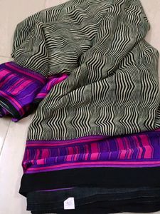 Pure Georgette Saree With Satin Designer Printed B
