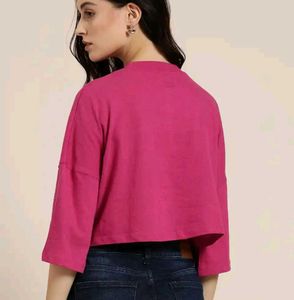 Drop Shoulder Pink Casual Top