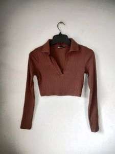 ZARA BROWN CROP TOP