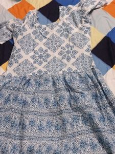 Blue &amp; White Patterned Dress