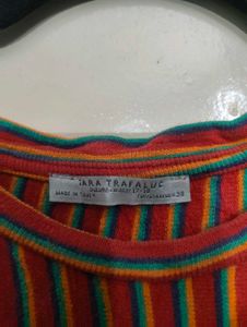 Striped Button Detail Midi Dress