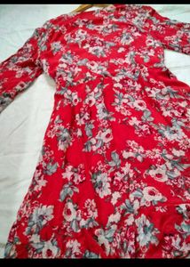 Floral Print Red Mini Dress