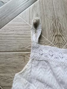 White Lace Trim Tank Top