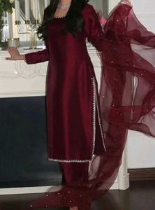 Maroon Embellished Kaftan