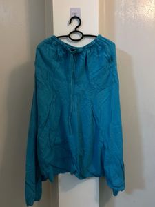 Sky Blue Baggy Pants With Pockets