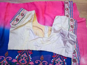 Elegant Pink &amp; Blue Saree