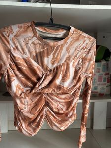 Brown Pretty  Mesh Top