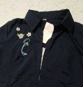 Floral Embroidered Navy Tunic
