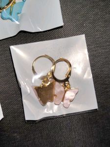 Set Of 5 Stainless SteelGold-plated ButterflyEarri