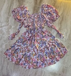 Floral Print Back Knot Dress.SIZE-30-36
