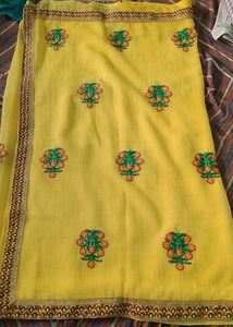 Yellow Embroidered Saree