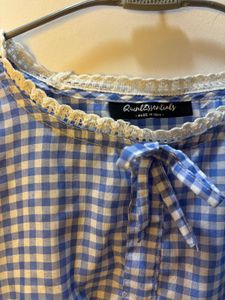 Blue Gingham Peplum Top