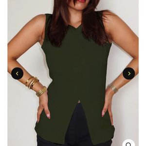 Olive Green Sleeveless Vest top
