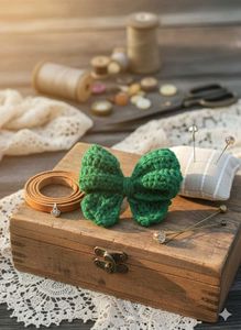 Handmade Crochet Hair Bow Clip 2 pcs