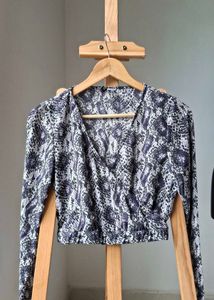H&M Snakeskin Print Wrap Top