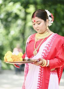 Bengali Saree,Red Border White Saree