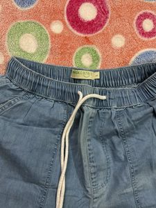 Denim Look Cotton Joggers