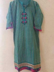 Striped Teal Tunic Top