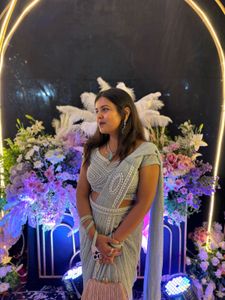 Elegant Grey Embellished Saree