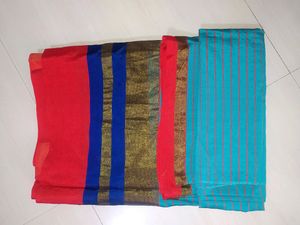 New Border Chanderi Cotton Sarre With Blouse piece