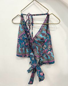 Mandala Print Blue Halter Neck