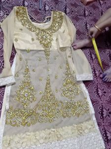 Designer Net Fabric Kurti With Stone Work
